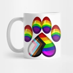 LGBTQ+ Pride Heart Paws - Progress Flag Mug